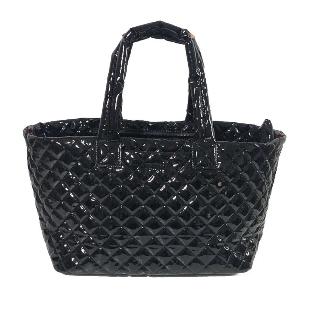 MZ WALLACE Bag Black Lacquer Medium Metro Tote Deluxe Missing Strap And Pouch